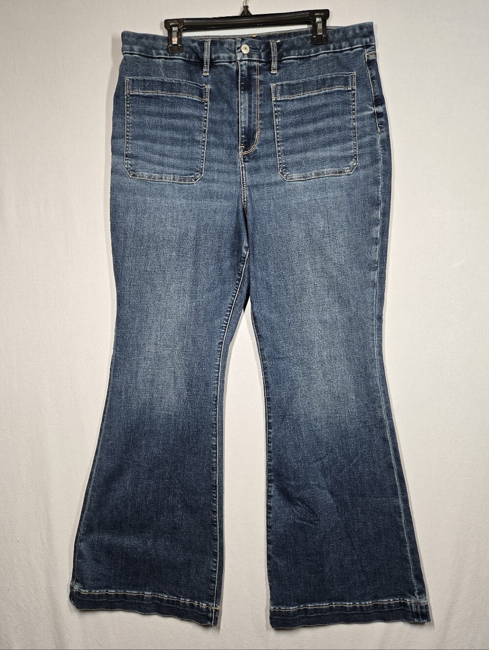 American Eagle Curvy Flare Jeans Women's 18 Super High Rise Patch Pockets